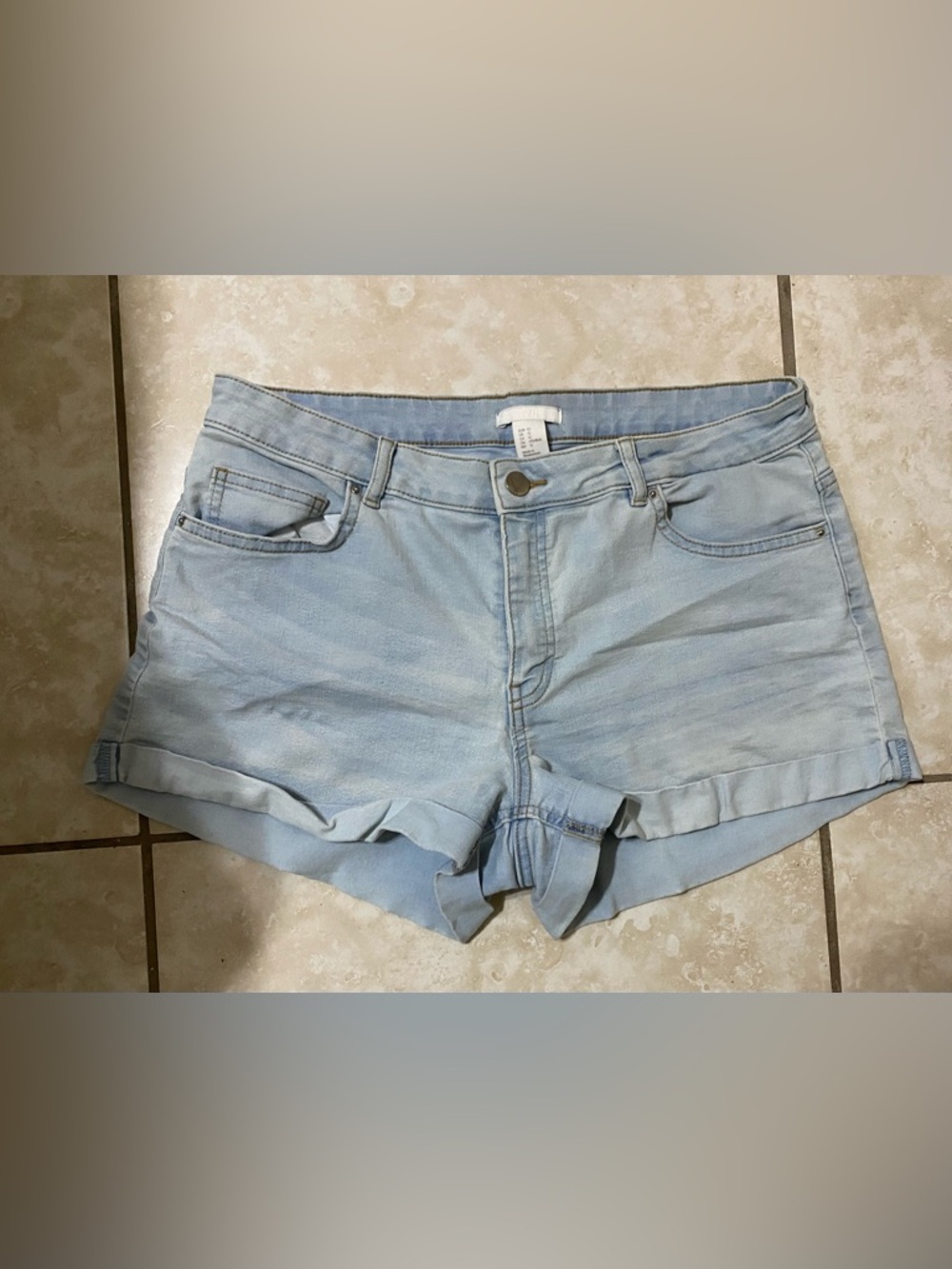 H&M Light Wash Denim Roll-Hem Shorts